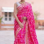 Pink Bandhani Saree